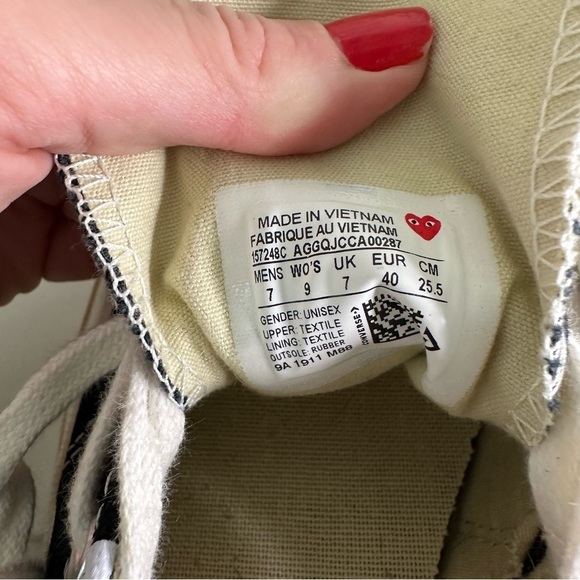 Comme Des Garcons PLAY x Converse Polka Dot Low-Top Sneakers Black SZ M7 W9 - Picture 8 of 11